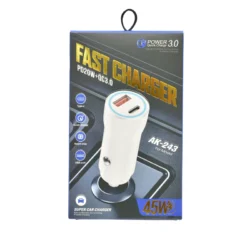 شارژر فندکی 45 وات مدل AK-243 | شارژ سریع QC 3.0 و PD