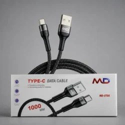 کابل شارژ و انتقال داده کنفی مشکی MD مدل MD-CT05 به طول 1 متر USB به Type-C